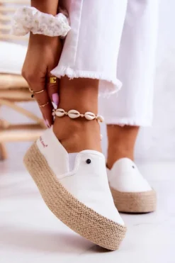 Cross Jeans Czarne Espadryle*Damskie Espadryle Na Platformie JJ2R4013C Białe