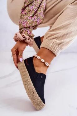 Best Cross Jeans Damskie Espadryle Na Platformie JJ2R4015C Czarne