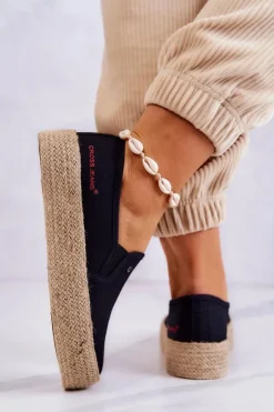 Best Cross Jeans Damskie Espadryle Na Platformie JJ2R4015C Czarne