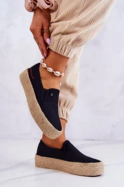 Best Cross Jeans Damskie Espadryle Na Platformie JJ2R4015C Czarne