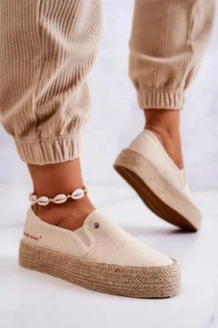 Damskie Cross Jeans Damskie Espadryle Na Platformie JJ2R4014C Beżowe