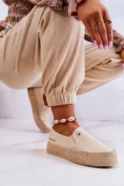 Damskie Cross Jeans Damskie Espadryle Na Platformie JJ2R4014C Beżowe