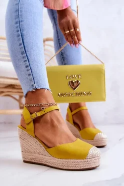 Damskie Boto Damskie Espadryle Na Plecionej Platformie Żółte Canillo