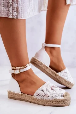 Damskie Boto Damskie Espadryle Na Plecionej Platformie Białe Calise