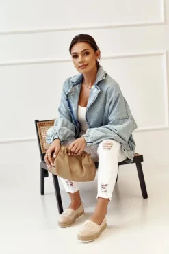 Damskie Boto Damskie Espadryle Na Słomkowej Platformie Beżowe Febi