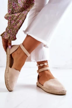 Damskie Evento Damskie Espadryle Na Sprzączkę Jasnobeżowe Bonetti