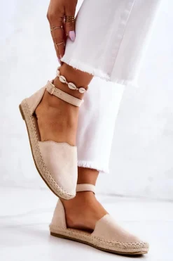 Damskie Evento Damskie Espadryle Na Sprzączkę Jasnobeżowe Bonetti