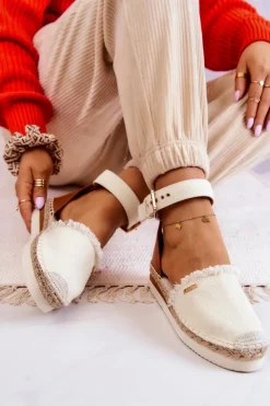 Online Big Star Shoes Damskie Espadryle Na Sprzączkę Big Star JJ274886 Jasnobeżowe