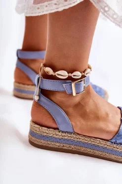 Boto Sandały Płaskie|Czarne Espadryle*Damskie Espadryle Sandały Na Platformie Niebieskie Susane