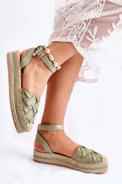 Boto Sandały Płaskie|Czarne Espadryle*Damskie Espadryle Sandały Na Platformie Zielone Susane