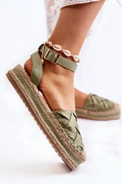 Boto Sandały Płaskie|Czarne Espadryle*Damskie Espadryle Sandały Na Platformie Zielone Susane