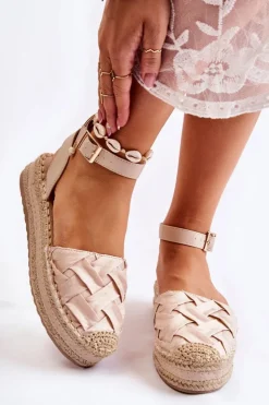 Clearance Boto Damskie Espadryle Sandały Na Platformie Beżowe Susane