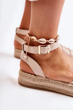 Clearance Boto Damskie Espadryle Sandały Na Platformie Beżowe Susane