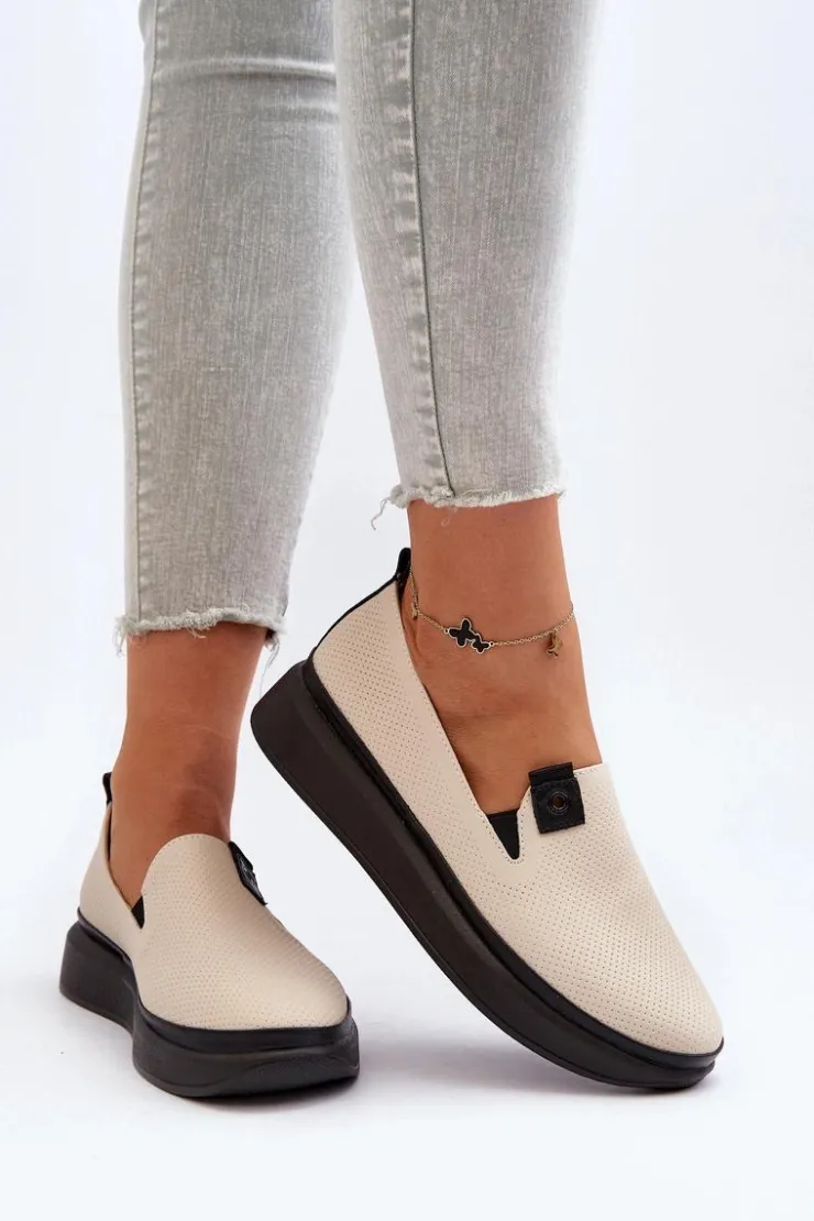 Damskie Buty damskie Vinceza Damskie Espadryle Skórzane Na Platformie Beżowe Tigera