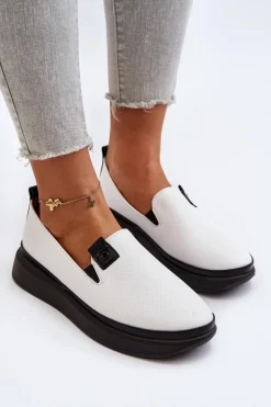 Buty damskie Vinceza Espadryle Na Platformie*Damskie Espadryle Skórzane Na Platformie Białe Tigera