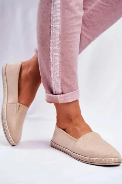Hot Evento Damskie Espadryle Wsuwane Beżowe Lapu Lapu