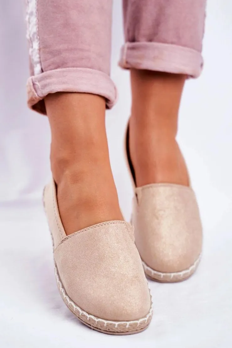 Hot Evento Damskie Espadryle Wsuwane Beżowe Lapu Lapu