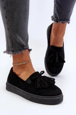 Damskie Boto Damskie Espadryle Z Frędzlami Czarne Elorvia