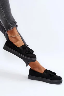 Damskie Boto Damskie Espadryle Z Frędzlami Czarne Elorvia