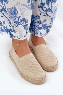 Buty damskie Vinceza Espadryle Na Platformie*Damskie Espadryle Z Plecionką Vinceza 13624 Beżowe Beżowy