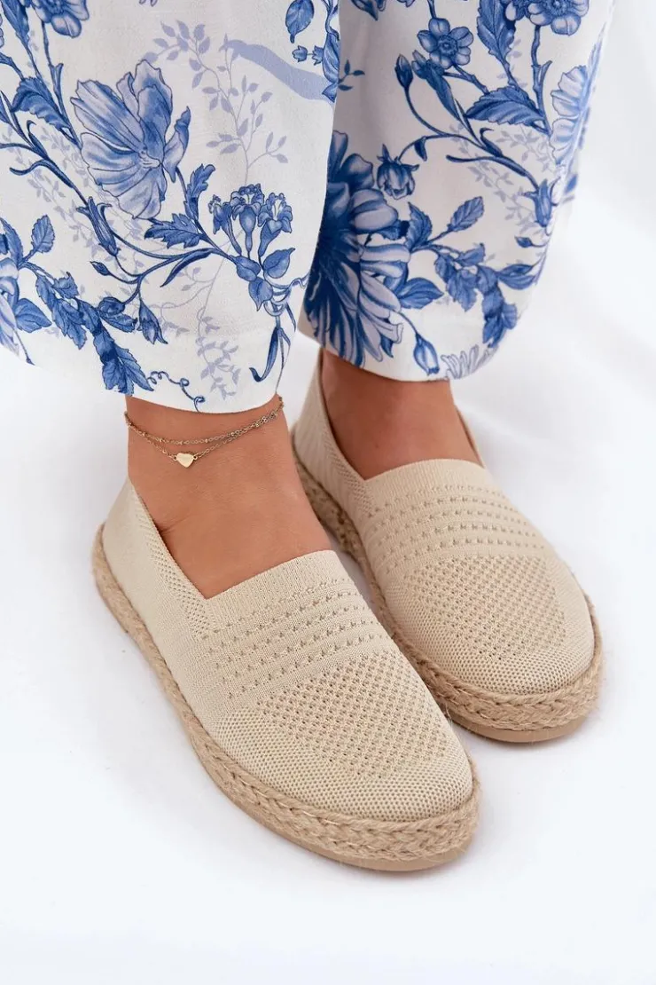 Buty damskie Vinceza Espadryle Na Platformie*Damskie Espadryle Z Plecionką Vinceza 13624 Beżowe Beżowy