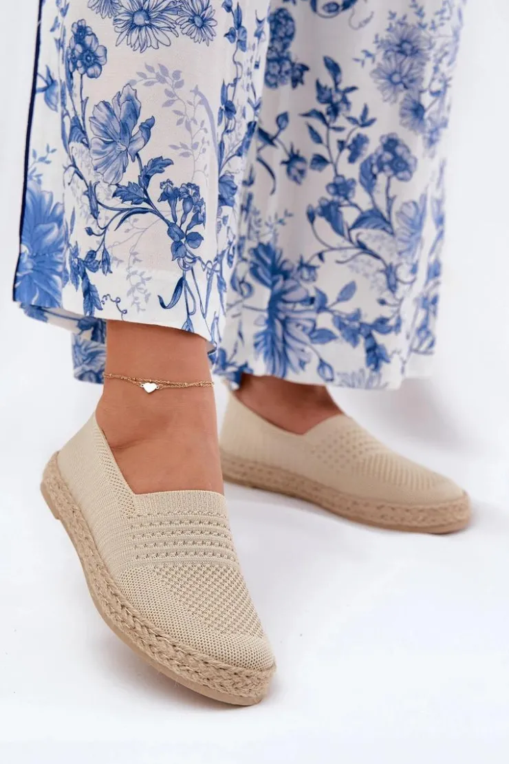 Buty damskie Vinceza Espadryle Na Platformie*Damskie Espadryle Z Plecionką Vinceza 13624 Beżowe Beżowy