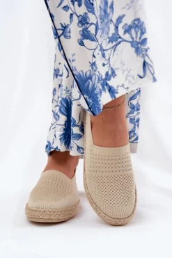 Buty damskie Vinceza Espadryle Na Platformie*Damskie Espadryle Z Plecionką Vinceza 13624 Beżowe Beżowy