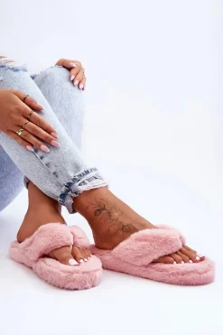 Damskie Boto Damskie Futrzane Klapki Papcie Różowe Elma
