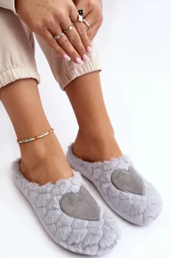 Best INBLU Damskie Futrzane Obuwie Domowe Kapcie EC000099 Szare