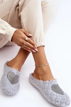 Best INBLU Damskie Futrzane Obuwie Domowe Kapcie EC000099 Szare