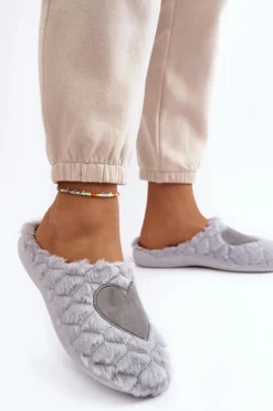 Best INBLU Damskie Futrzane Obuwie Domowe Kapcie EC000099 Szare