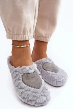 Best INBLU Damskie Futrzane Obuwie Domowe Kapcie EC000099 Szare