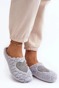 Best INBLU Damskie Futrzane Obuwie Domowe Kapcie EC000099 Szare