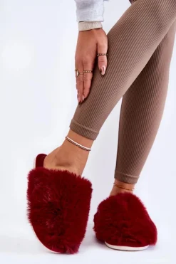 Damskie Boto Damskie Futrzane Papcie Bordowe Sheryl