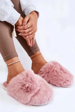 Boto Kapcie Klasyczne*Damskie Futrzane Papcie Różowe Sheryl
