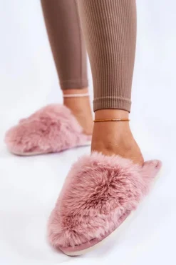 Boto Kapcie Klasyczne*Damskie Futrzane Papcie Różowe Sheryl