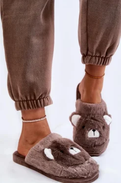 Online Boto Damskie Futrzane Papcie Z Misiem Brązowe Solly