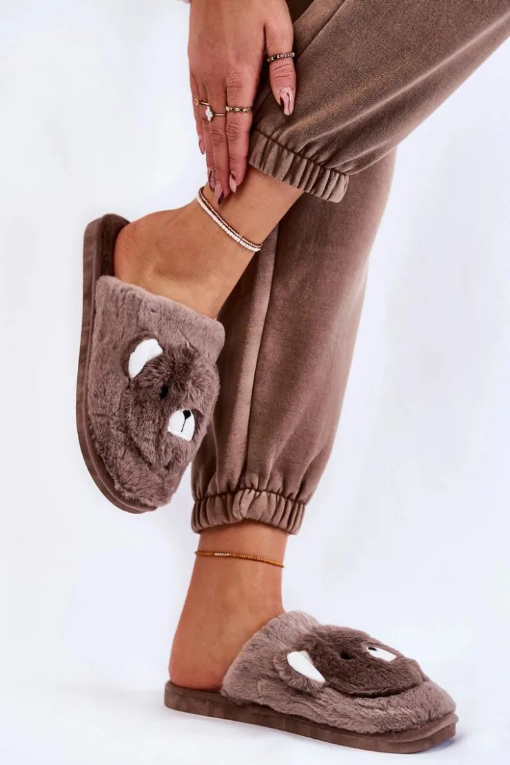 Online Boto Damskie Futrzane Papcie Z Misiem Brązowe Solly