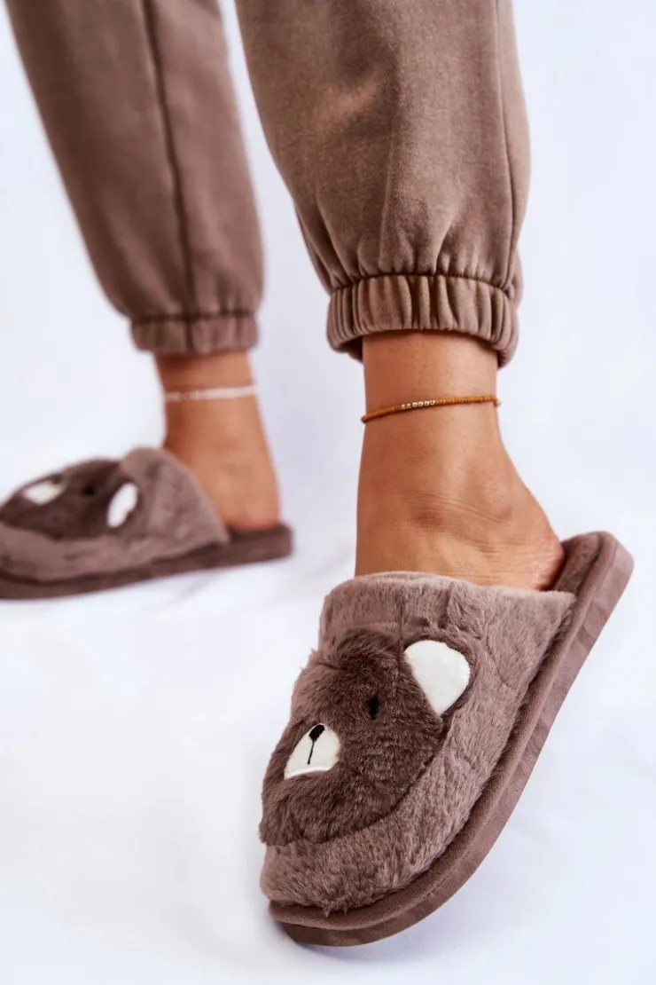 Online Boto Damskie Futrzane Papcie Z Misiem Brązowe Solly