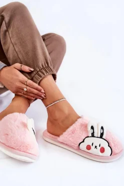 Damskie Boto Damskie Futrzane Papcie Z Królikiem Jasnoróżowe Trisha