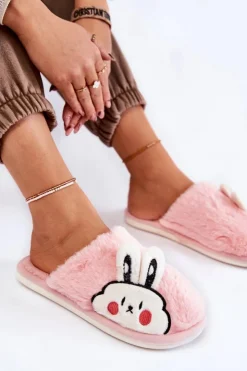 Damskie Boto Damskie Futrzane Papcie Z Królikiem Jasnoróżowe Trisha