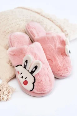 Damskie Boto Damskie Futrzane Papcie Z Królikiem Jasnoróżowe Trisha