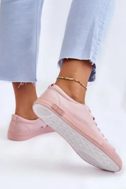 Damskie Big Star Shoes Damskie Gładkie Niskie Trampki Big Star LL274059 Różowe