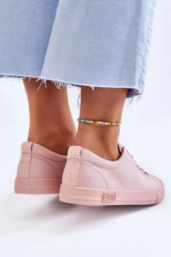 Damskie Big Star Shoes Damskie Gładkie Niskie Trampki Big Star LL274059 Różowe