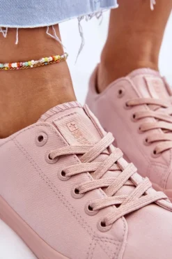 Damskie Big Star Shoes Damskie Gładkie Niskie Trampki Big Star LL274059 Różowe