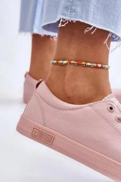 Damskie Big Star Shoes Damskie Gładkie Niskie Trampki Big Star LL274059 Różowe