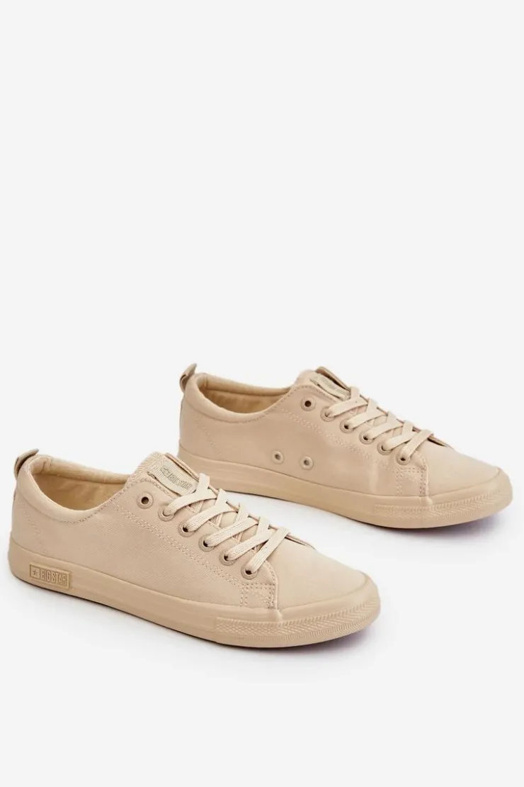 Big Star Shoes Damskie Gładkie Niskie Trampki Big Star LL274061 Beżowe