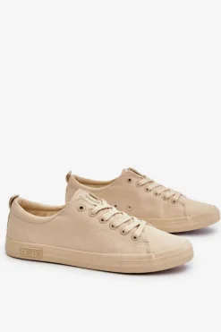 Big Star Shoes Damskie Gładkie Niskie Trampki Big Star LL274061 Beżowe
