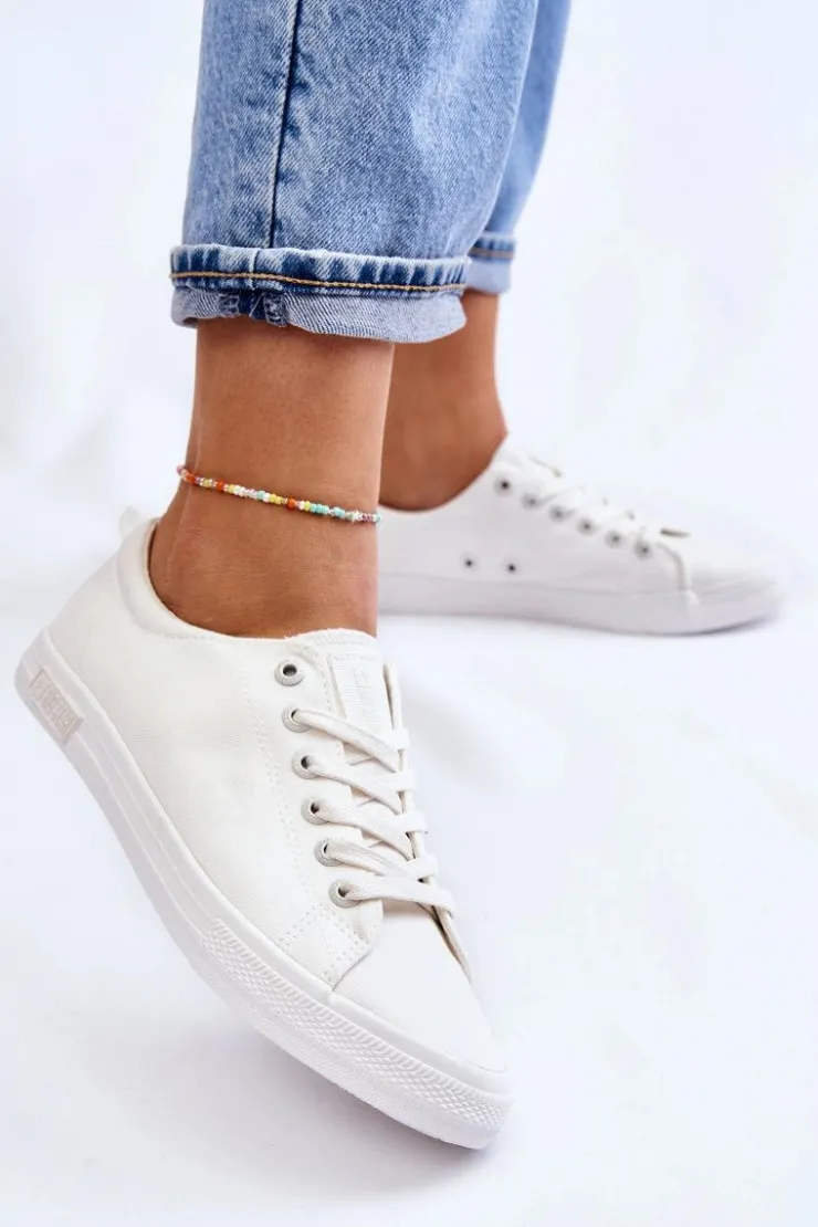 Big Star Shoes Damskie Gładkie Niskie Trampki Big Star LL274058 Białe Biały