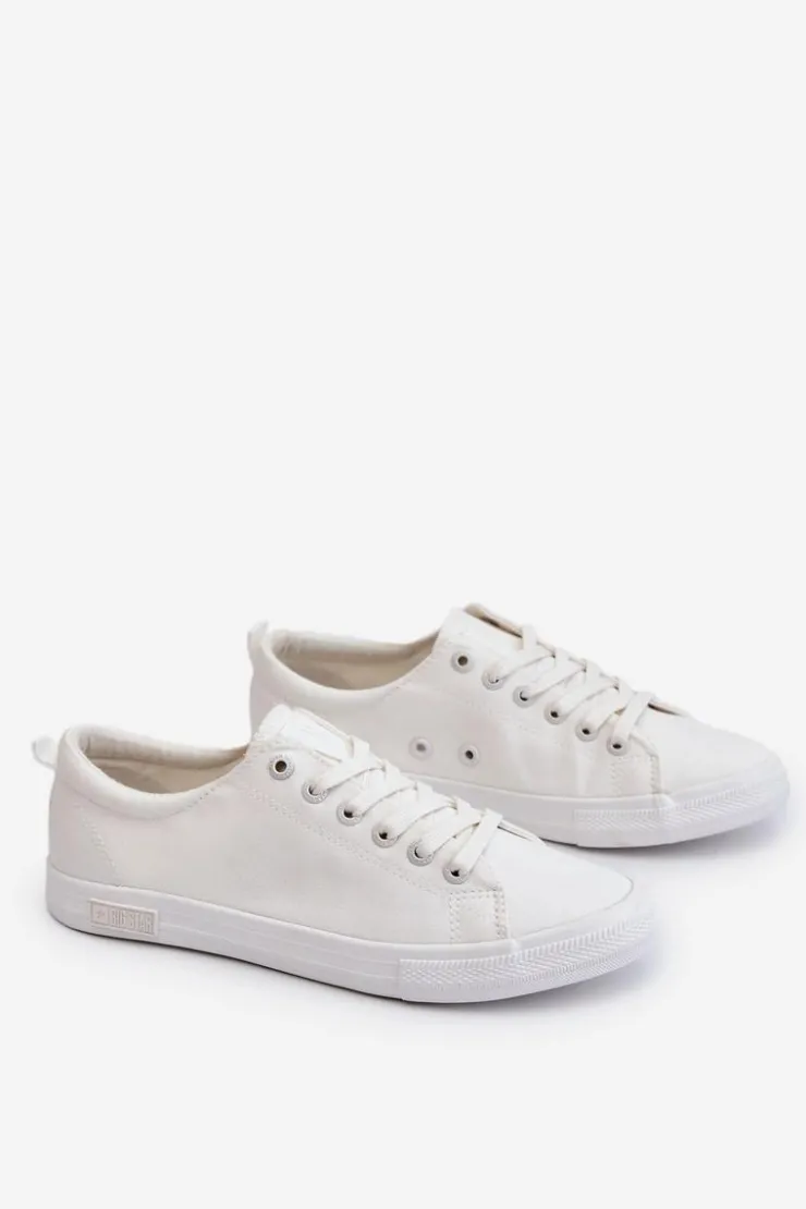 Big Star Shoes Damskie Gładkie Niskie Trampki Big Star LL274058 Białe Biały